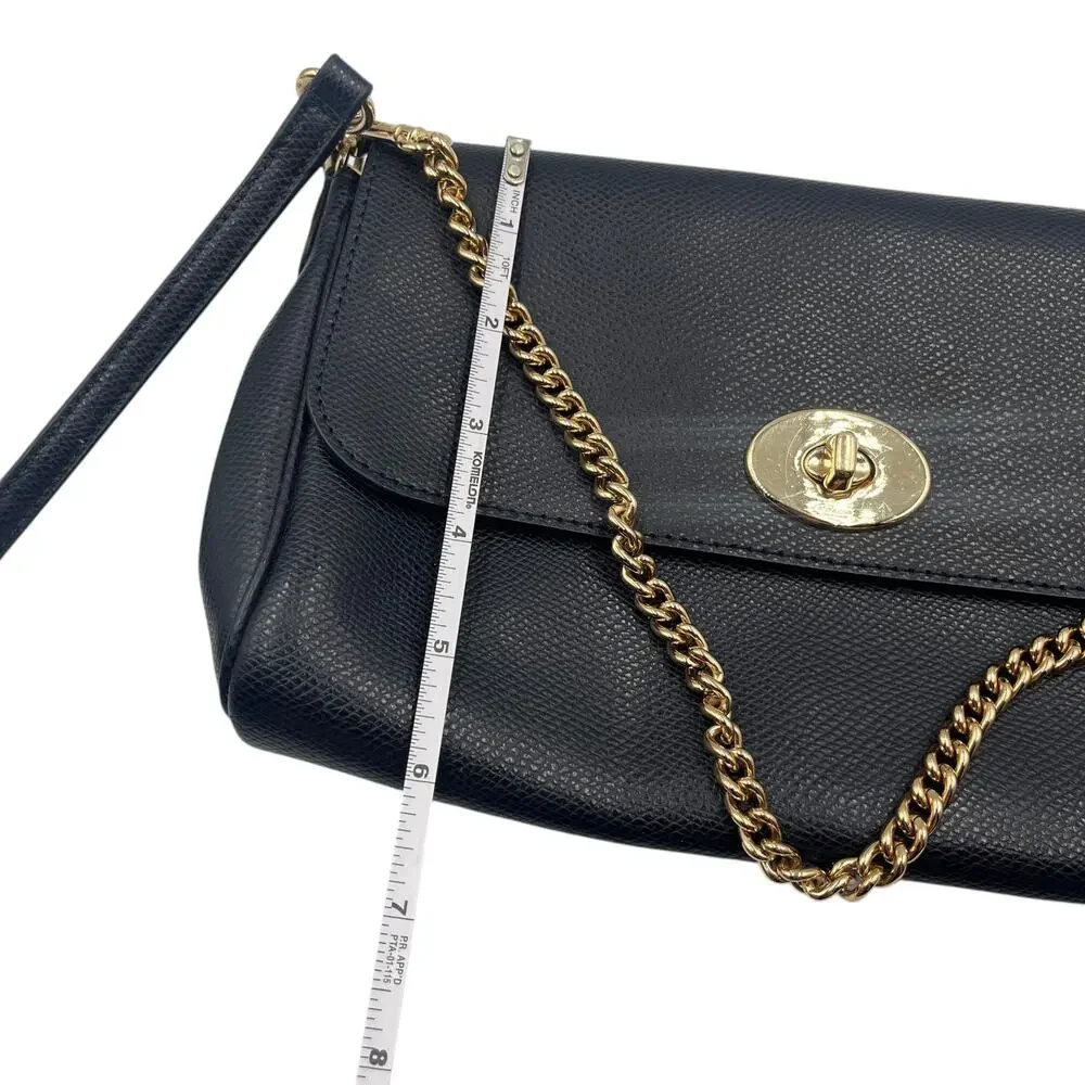 Coach Crossbody Bag Shoulder Bag Ruby Leather Chain Strap Turn Lock Black